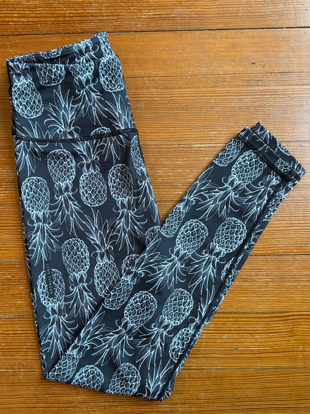 Love Fitness Black And White Pineapple Leggings M — image 2 of 6